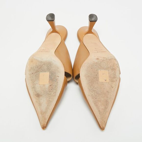 Jimmy Choo Size 39.5 Brown Leather Zalea Nappa Mules - Picture 6 of 7